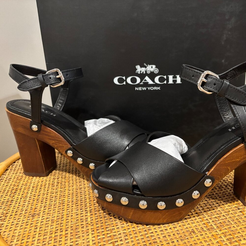 Coach Viola Leather Platform Clog Style Sandal - Picture 2 of 4